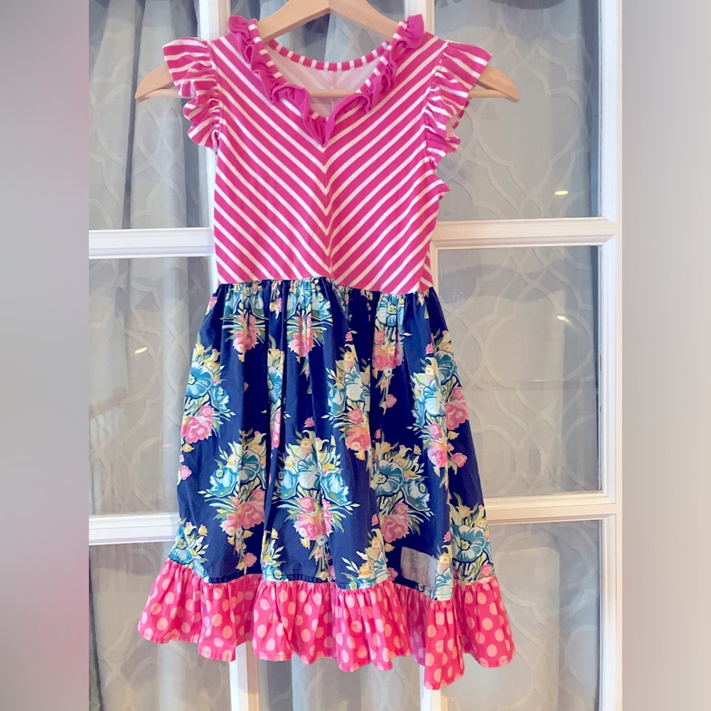 Eleanor Rose size 8 Pink and Blue Floral Kids Cotton Dress